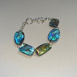 Sterling silver abalone stone bracelet